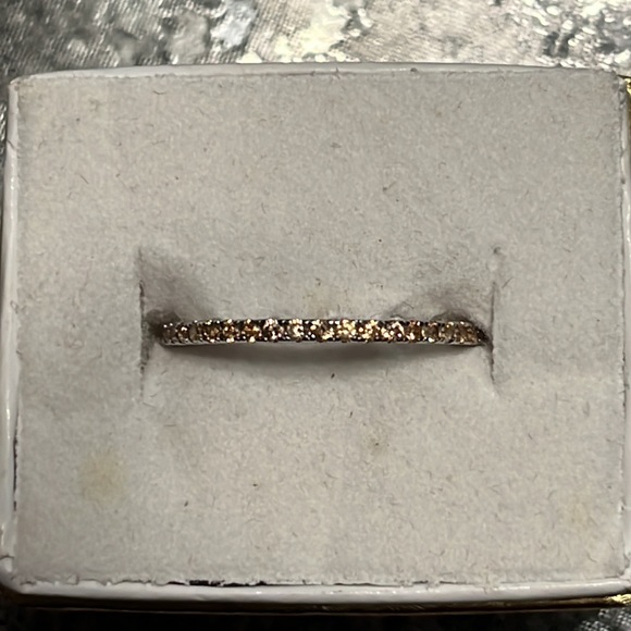 RBP2283 Unicorn- Farmhouse Brush Morganite on Rhodium Plate Bands Size 8 - Picture 4 of 9